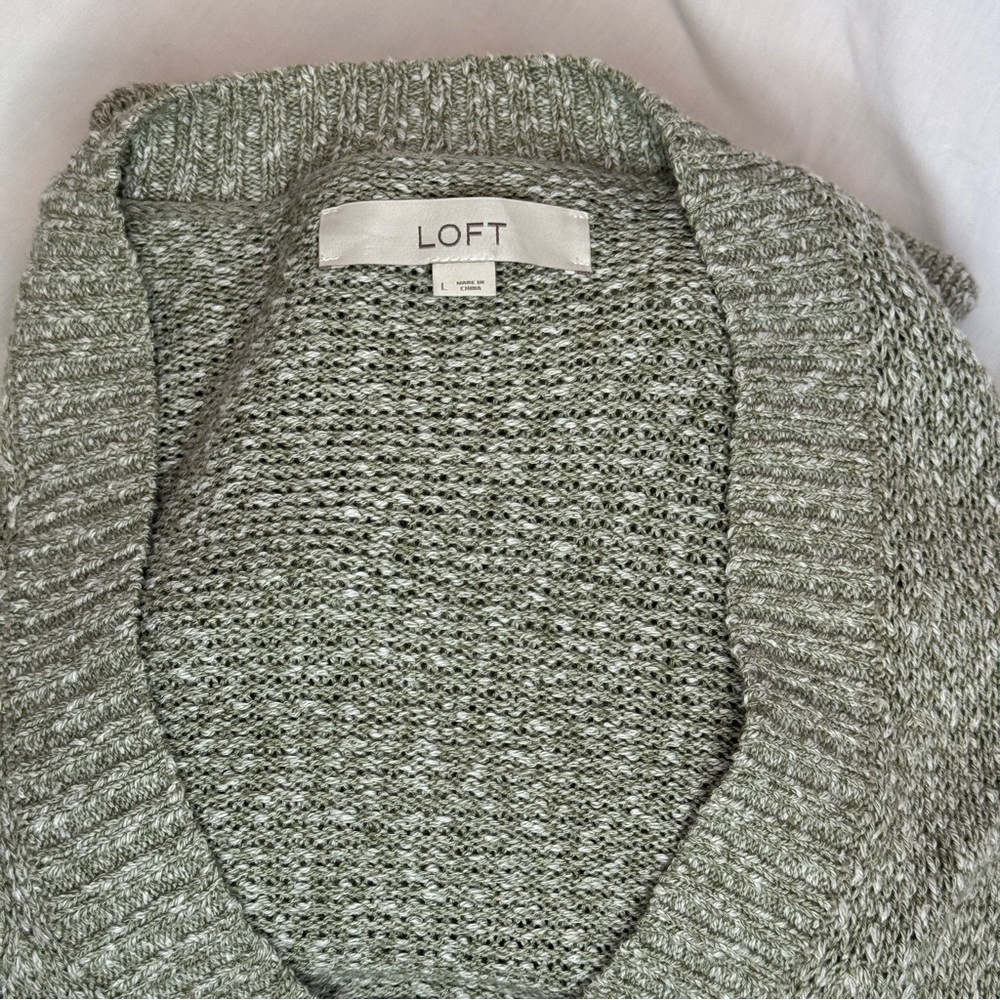 LOFT Women's Heathered Green Cardigan